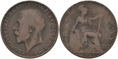 Великобритания 1/2 пенни 1911 Георг V (1910 - 1936) KM 809, Spink 4056 бронза 4146-126