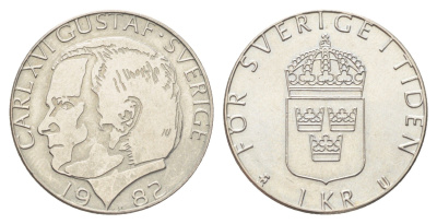 Швеция 1 крона 1982 Карл XVI Густав (1973- ) KM 852a медно-никель 4706-954