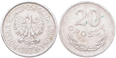 Польша 20 грошей 1973 Y A47 алюминий 4614-641