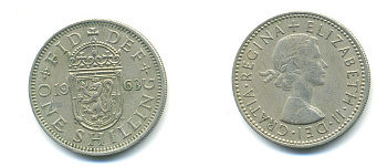 Великобритания 1 шиллинг 1963 Елизавета II (1952-2022), Шотландский герб KM 905, Spink 4148 медно-никель 23-953