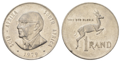 ЮАР 1 ранд 1979 Окончание президентства Николааса Дидерихса KM 104 никель aUNC 3897-1224