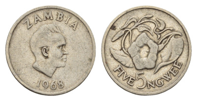 Замбия 5 нгве 1968 Кеннет Каунда KM 11 медно-никель 4640-612