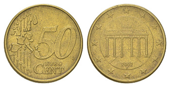 Германия 50 евроцентов 2002 F, Бранденбургские ворота KM 212 нордик 4629-352