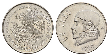 Мексика 1 песо 1970 Хосе Мария Морелос KM 460 медно-никель UNC 217-322
