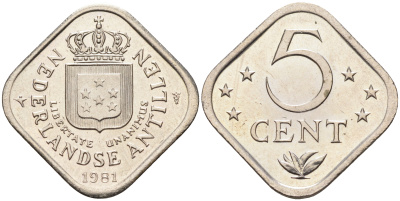 Нидерландские Антилы 5 центов 1981 Беатрикс (1980-2013) KM 13 медно-никель 4141-1252