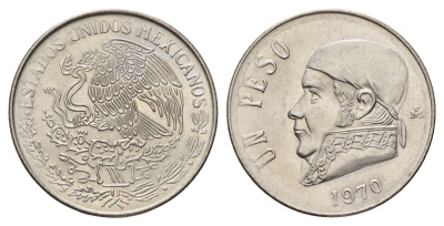 Мексика 1 песо 1970 Хосе Мария Морелос KM 460 медно-никель UNC 217-322