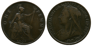 Великобритания 1 пенни 1901 Виктория (1837-1901) KM 790 бронза 4364-4335