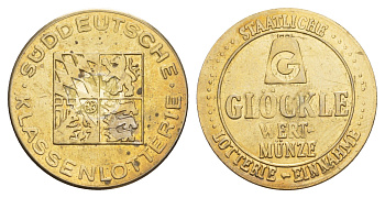 Германия рекламный жетон Glockle диаметр 26 мм, вес 4,9 гр латунь 4656-636