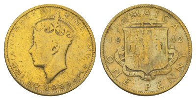 Ямайка 1 пенни 1942 KM 32 никель латунь 4628-455