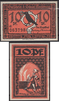 Мерзебург 10 пфеннигов 1921 DeNG 2 884.1-2/10 бумага UNC (пресс) 8612-5-2-2