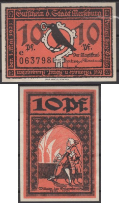 Мерзебург 10 пфеннигов 1921 DeNG 2 884.1-2/10 бумага UNC (пресс) 8612-5-2-2