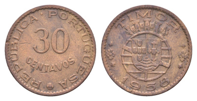 Португальский Тимор 30 сентаво 1958 год-тип KM 11 бронза 413-1325