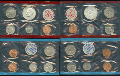 США официальные наборы из 10 монет и 2 жетона монетного двора 1969 D, P, Джон Кеннеди KM MS 122 серебро  UNC  8-2-03-21