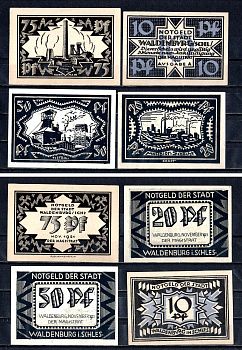 Вальденбург (Нижняя Силезия) набор из 4 нотгельдов 1921 2193-32-2-1