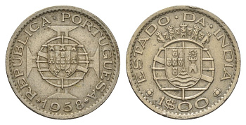 Португальская Индия 1 эскудо 1958 KM 33 медно-никель 4624-741