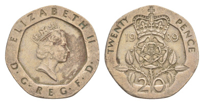 Великобритания 20 пенсов 1989 Елизавета II (1952-2022) KM 939, Spink 4361 (G2) медно-никель 4639-854