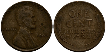 США 1 цент 1946 Линкольн KM A132 медь цинк 4164-852