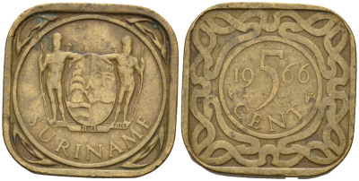 Суринам 5 центов 1966 KM 12 никель латунь 4580-239