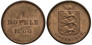 Гернси 1 дабл (дубль) 1868 KM 10 бронза 1524-1214