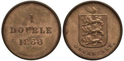 Гернси 1 дабл (дубль) 1868 KM 10 бронза 1524-1214