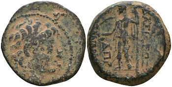 Государство Селевкидов AE 129 - 128 гг. до н.э. Александр II Забина, голова царя / Дионис SC 2229.1e; HGC 9, 1161 бронза 1100-8-66