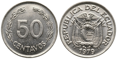 Эквадор 50 сентаво 1979 KM 81 никелированная сталь 4606-1044