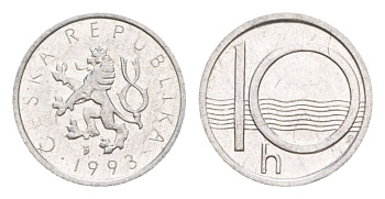 Чехия 10 геллеров 1993 KM 6 алюминий UNC 4632-513