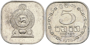 Шри-Ланка 5 центов 1978 KM 139a алюминий 4136-556