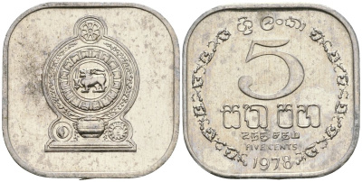 Шри-Ланка 5 центов 1978 KM 139a алюминий 4136-556