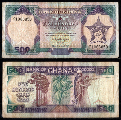 Гана 500 седи 1992 Pick 28 c бумага 7547-75-4-2