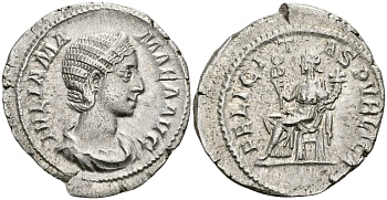 Римская Империя денарий 228 Юлия Мамея, мать Александра Севера FELICITAS PVBLICA Фелицитата, персонификация Счастья Рим Good Very fine RIC 335 серебро 00-00-00