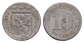 Эльберфельд 10 пфеннигов 1917 Funck 111.5, Men05 6413.6, Men18 8040.6 железо 4659-313