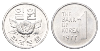 Южная Корея 1 вона 1977 KM 4a алюминий UNC 4617-453