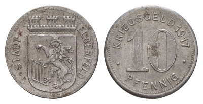 Эльберфельд 10 пфеннигов 1917 Funck 111.5, Men05 6413.6, Men18 8040.6 железо 4659-313