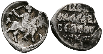 Великое Княжество Московское денга 1535-1547 Иван IV Васильевич, Тверской монетный двор, 0,34 грамм ГиК №65 серебро    262-1432