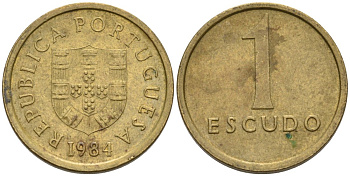 Португалия 1 эскудо 1984 KM 614 никель латунь 4567-747