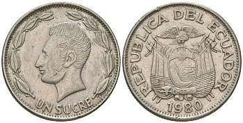 Эквадор 1 сукре 1980 KM 78b сталь плакированная никелем 4511-422