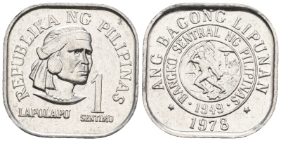 Филиппины 1 сентимо 1978 вождь острова Мактан Лапу-Лапу KM 205 алюминий  UNC  220-1119