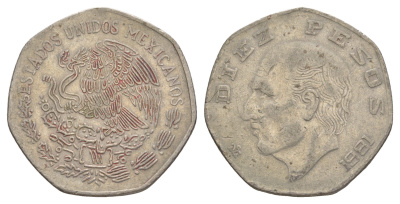 Мексика 10 песо 1981 Мигель Идальго-и-Костилья KM 477.2 медно-никель 4645-413