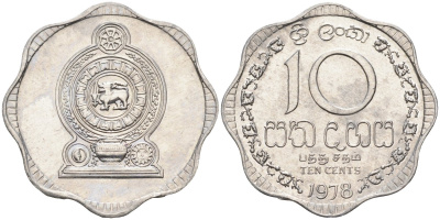 Цейлон 10 центов 1978 KM 140 a алюминий 4586-325