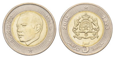 Марокко 5 дирхамов 2002 AH 1423, год-тип Y 119 биметалл UNC 4671-227