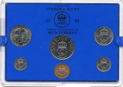 Швеция набор монетного двора из 6 монет 1981 в пластике, Карл XVI Густав (1973- ) KM MS19 UNС 7-5-7-184