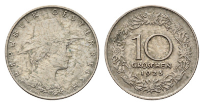 Австрия 10 грошей 1925 KM 2838 медно-никель 4619-1254
