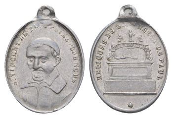 Франция религиозный медальон с изображением Викентия де Поля ND Церковь Святого Викентия де Поля, размер 22,5x18 мм, вес 0,66 гр алюминий 4655-219