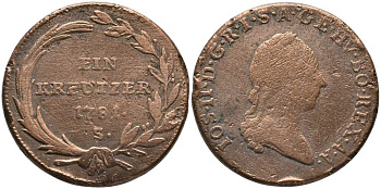 АВСТРИЯ 1 КРЕЙЦЕР 1781 S, ЖОЗЕФ II (1780-1790) KM 2053 медь 117-524
