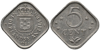 Нидерландские Антилы 5 центов 1984 Беатрикс (1980-2013) KM 13 медно-никель 4576-1248