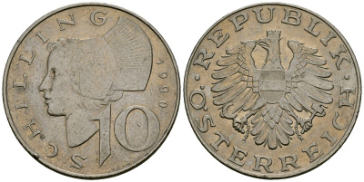 Австрия 10 шиллингов 1990 KM 2918 медно-никель 4167-453