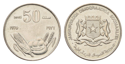 Сомали 50 центов 1976 год-тип KM 26 медно-никель UNC 4679-646