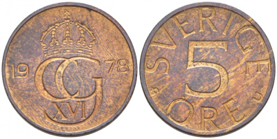 Швеция 5 эре 1978 U Карл XVI Густав (1973- ) KM 849 медь олово цинк 112-1063