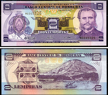 Гондурас 2 лемпира 2003 Pick 80Ad бумага UNC (пресс) 6283-6-1-2